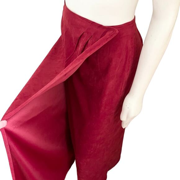 VTG 90s KAREN SCOTT Stretchy Lined Maxi Wrap Skirt in Red SZ L - Picture 1 of 10